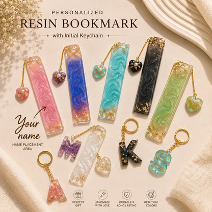 Personalized Floral Bookmark & Initial Keychain Set
