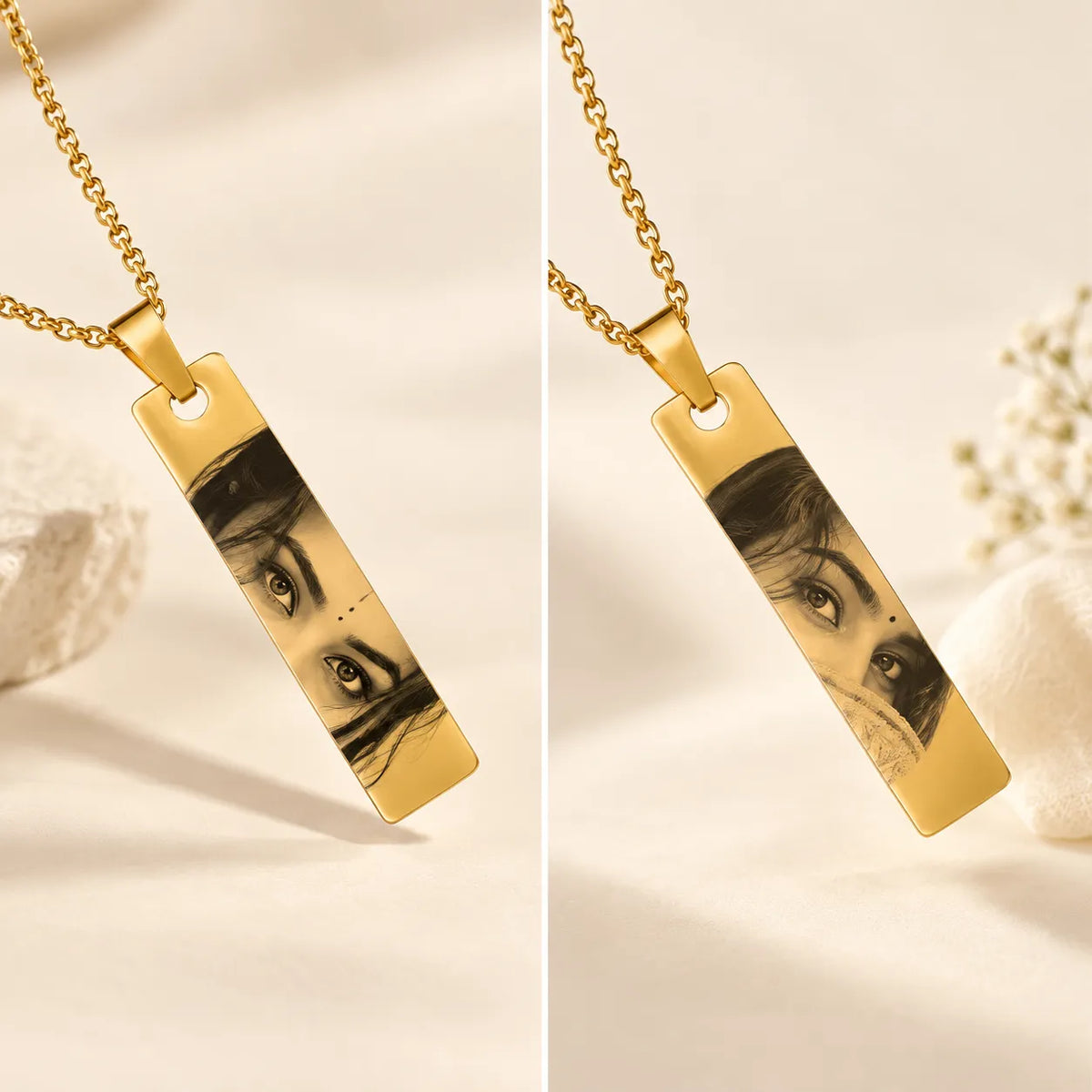 Personalized Eye Pendant in stainless steel with engraved eyes